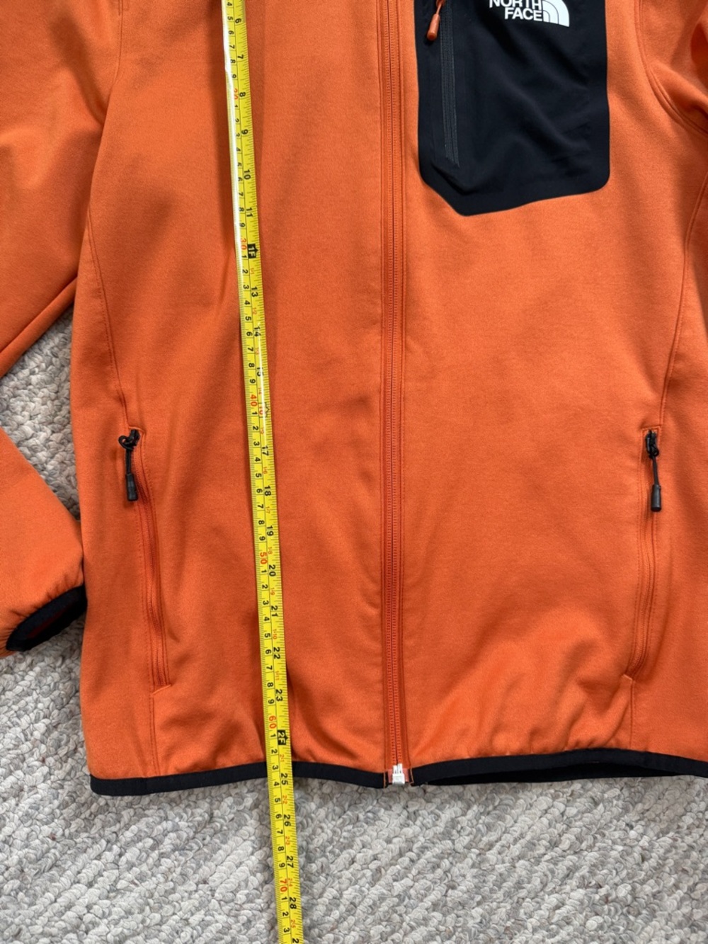 The North Face Mens Small Orange Full Zip Jacket Fleece Outdoor Layer - Picture 14 of 16